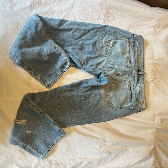 PAIGE Jimmy Jimmy Crop Light Blue Distressed Straight Leg Jeans - Picture 5 of 5